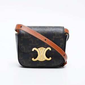 Celine Macadam Mini Claude Triomphe Shoulder Bag, Brown, WS21046